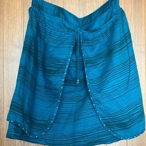 Anthro Odille linen striped summer wrap skirt